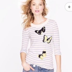 NWOT J.Crew Wool Striped Butterfly Sweater Small